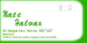 mate halvax business card